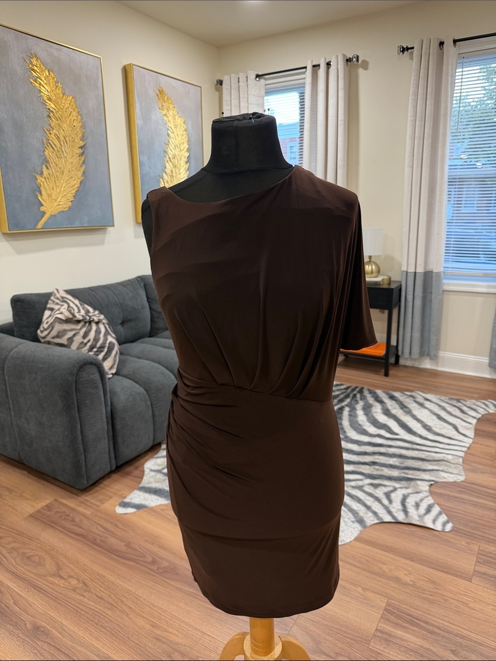 Vince Camuto
One-Shoulder Brown Draped Women’s Dress